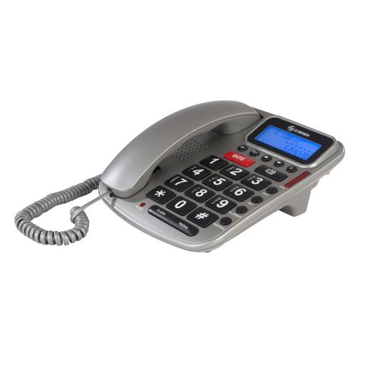 [STEREN_TEL-235] Steren Teléfono Alámbrico Steren Teclado Grande/Pantalla Luz LED Color Negro