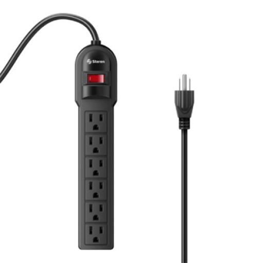 [STEREN_905-108] Steren Barra PDU Steren Multicontacto 6 Salidas Verticales Reset Iluminado Color Negro