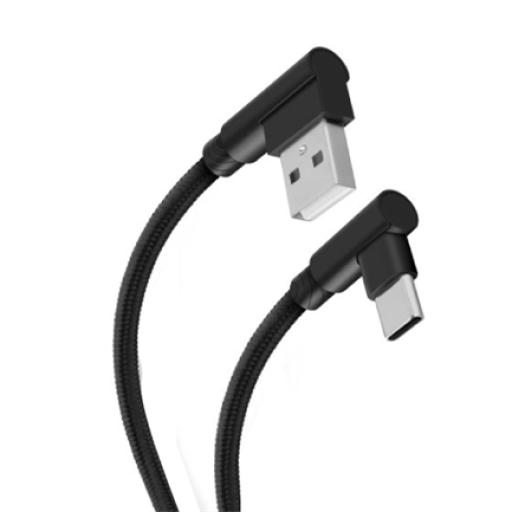 [STEREN_USB-3965] Steren Cable Steren USB a USB-C Conectores a 90 grados 1.2m Color Negro