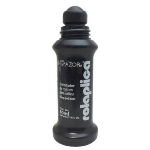 [ROLAPLICA_587NE] ROLAPLICA  Tinta Azor Rolaplica 587 para Sellos Negro 60ml