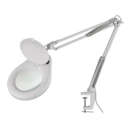 [STEREN_HER-740BL] Steren Lámpara LED Steren con Lupa 5x Brazo Artículado Color Blanco