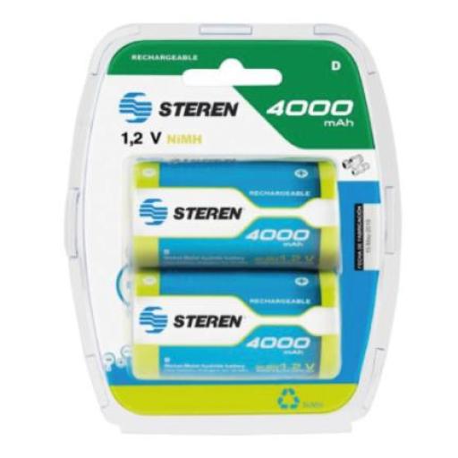 [STEREN_BAT-NM-D2] Steren Pilas Recargables Steren "D" NiMH 4000 mAh Paquete C/2