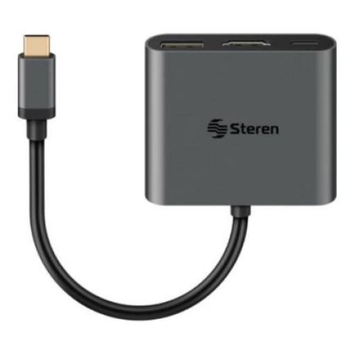[STEREN_USB-471] Steren Adaptador Steren USB-C a HDMI/USB 3.0/USB-C Color Negro