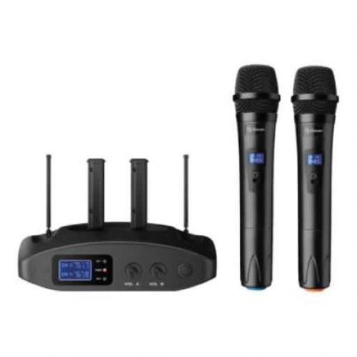 [STEREN_WR-810 UHF] Steren Sistema Profesional Steren 2 Micrófonos Inalámbricos UHF Batería Recargable