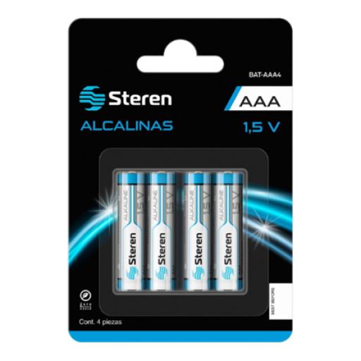 [STEREN_BAT-AAA4] Steren Pilas Steren Alcalinas Tipo AAA 1.5V C/4 Pzas