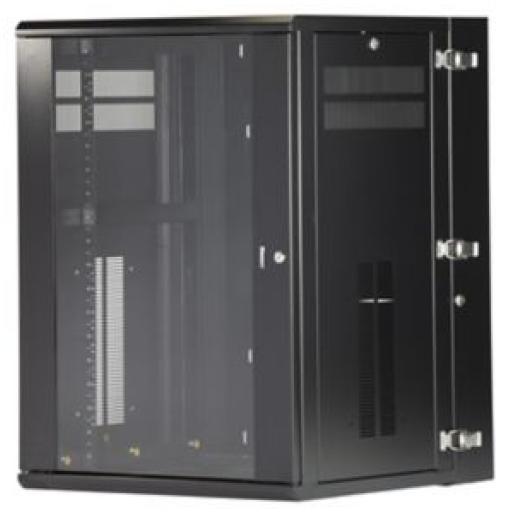 [PANDUIT_PZWMC18W] Panduit Gabinete PanZone de Montaje en Pared, de 19in, Puerta con Ventana de Seguridad, 18 UR, 635mm de Profundidad, Color Negro