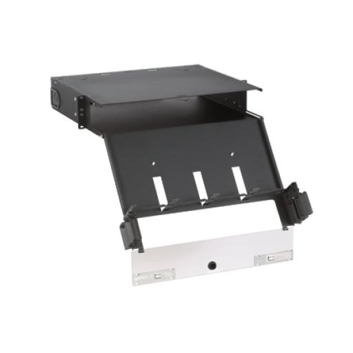 [PANDUIT_FCE2U] Panduit Panel de Distribución de Fibra Óptica, Acepta 8 Placas FAP o FMP, Bandeja Deslizable e Inclinable Hacia Abajo, Hasta 192 Fibras, Color Negro, 2UR