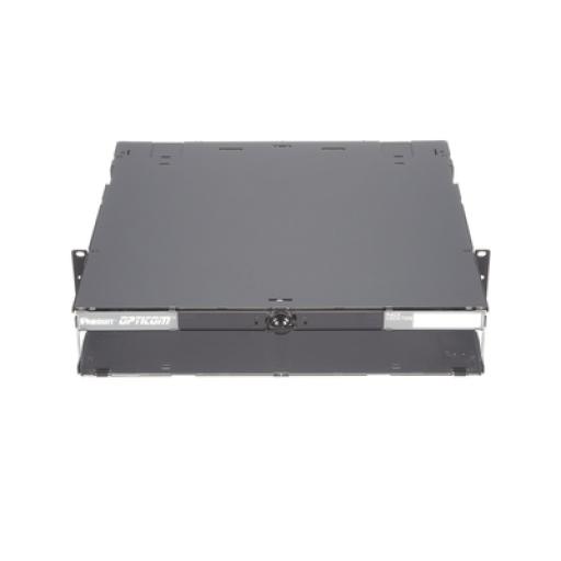 [PANDUIT_FCE2U] Panduit Panel de Distribución de Fibra Óptica, Acepta 8 Placas FAP o FMP, Bandeja Deslizable e Inclinable Hacia Abajo, Hasta 192 Fibras, Color Negro, 2UR
