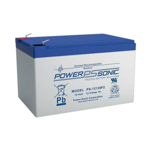 [POWER-SONIC_PS-12120-F2] Power-Sonic Batería 12V, 12AH, Para Respaldo, Tecnologías AGM/VRLA, 5 Años Vida Útil, Terminales F2, Reconocida UL 