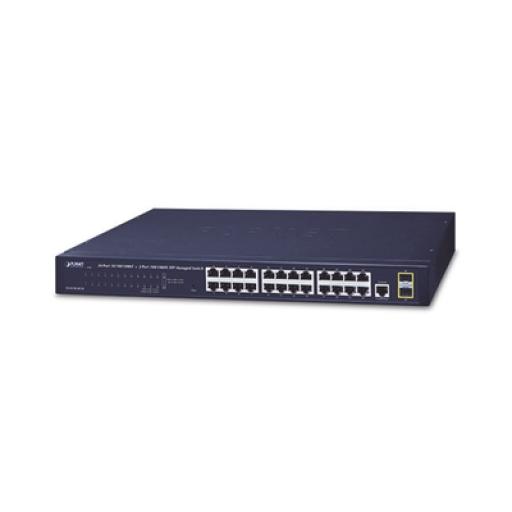 [PLANET_GS-4210-24T2S] Planet Switch Administrable Capa 2 de 24 Puertos Gigabit 10/100/1000T, 2 Puertos SFP 100/1000X , Cuenta con una Interfaz de Consola