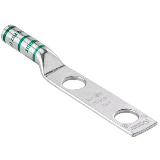 [PANDUIT_LCC2-14A-Q] Panduit Terminal de Compresión de Barril Largo, de Dos Orificios de 1/4, para Cable 2 AWG, Espacios Entre Orificios de 0.63in