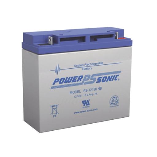 [POWER-SONIC_PS-12180-NB] Power-Sonic Batería 12V, 18AH, Para Respaldo, Tecnologías AGM/VRLA, 5 Años Vida Útil, Terminales NB, Reconocida UL 