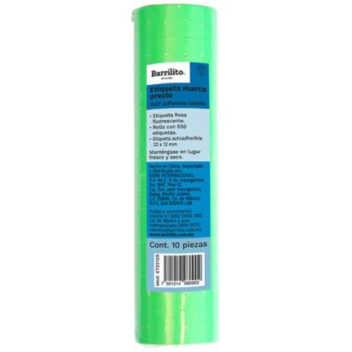 [BARRILITO_ET2212V] Barrilito Etiqueta Verde Barrilito Precio 22x12mm Rollo C/550 Etiquetas