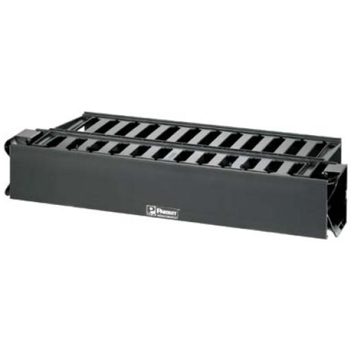 [PANDUIT_WMPH2E] Panduit Organizador de Cables Horizontal PatchLink, Doble (Frontal y Posterior), Con Tapa Extendida, Para Rack de 19in, 2UR