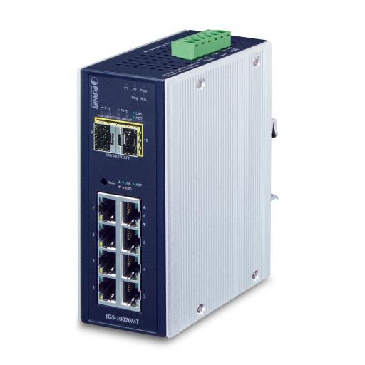 [PLANET_IGS-10020MT] Planet Switch Industrial Administrable Capa 2, 8 Puertos 10/100/1000T, 2 Puertos SFP 1G / 2.5 G BASE X