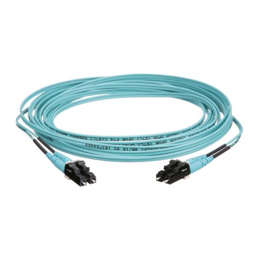 [PANDUIT_FX2ERLNLNSNM005] Panduit Jumper de Fibra Optica Multimodo 50/125 OM3, LC-LC Duplex, OFNR (Riser), Color Aqua, 5 Metros