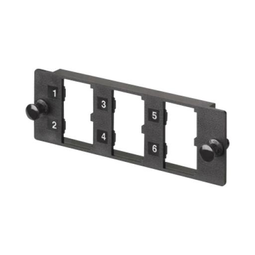 [PANDUIT_FMP6] Panduit Placa Modular FAP de 6 Puertos Mini-Com, Acepta Módulos de Fibra Óptica, Cobre o Audio y Video, Color Negro