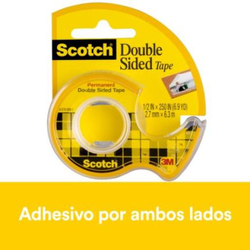 [3M_136D] 3M Cinta 3M Doble Capa Scotch 012X6.3 Mts C/Despachador