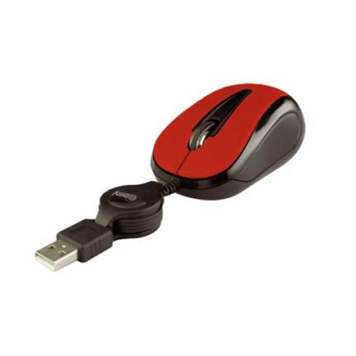 [PERFECTCHOICE_EL-993353] Perfect Choice Mini Mouse Perfect Choice Easy Line Alámbrico Óptico Retráctil 1000 dpi Color Rojo