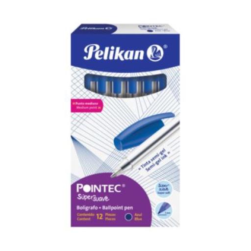 [PELIKAN_962704] Pelikan Bolígrafo Pelikan Pointec Punto Mediano 0.7mm Color Azul C/12 Pzas