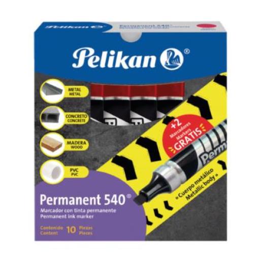 [PELIKAN_30260003] Pelikan Marcador Pelikan Permanente 540 Color Rojo C/10 Pzas