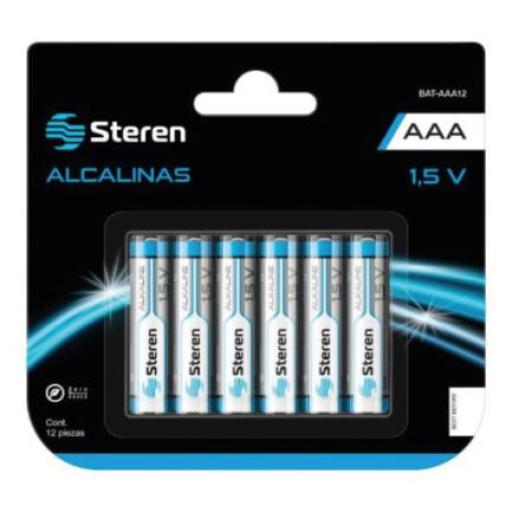 [STEREN_BAT-AAA12] Steren Pilas Steren Alcalinas Tipo "AAA" 1.5V C/12 Pzas