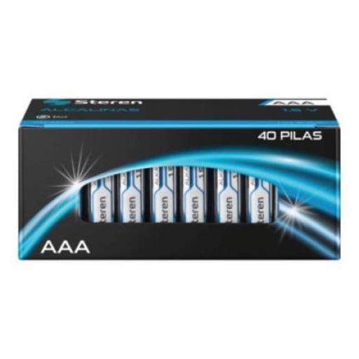 [STEREN_BAT-AAA40] Steren Pilas Steren Alcalinas Tipo "AAA" 1.5V C/40 Pzas