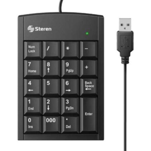 [STEREN_COM-625] Steren Teclado Numérico Steren USB Extra Plano 19 Teclas Color Negro