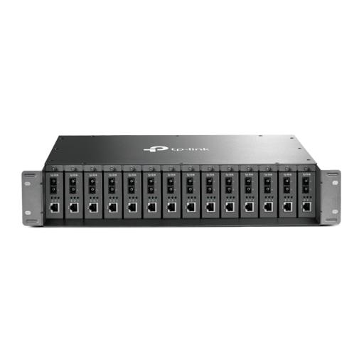 [TPLINK_TL-MC1400] TPLINK Chasis para Montaje en Rack de 14 bahías / Soporta Convertidores de Fibra Óptica TP-Link /  Compatibles (MC111CS, MC112CS, MC220L, MC110CS, MC100CM, MC210CS, MC200CM) / Plug and Play