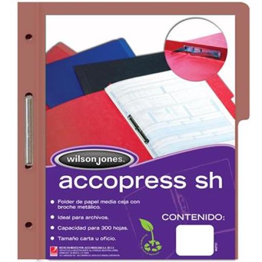 [ACCO_P4555] Acco Carpeta Acco Press MC Papel Carta Color Caoba C/10 Pzas