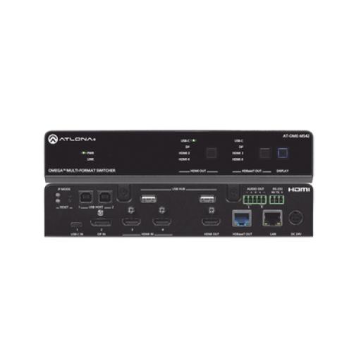 [ATLONA_AT-OME-MS42] ATLONA OMEGA Switch Matriz 4x2 de AV Multiformato con Entradas HDMI, USB-C y Display Port / Salidas HDMI y  HDBaseT / para Videoconferencia y Presentaciones