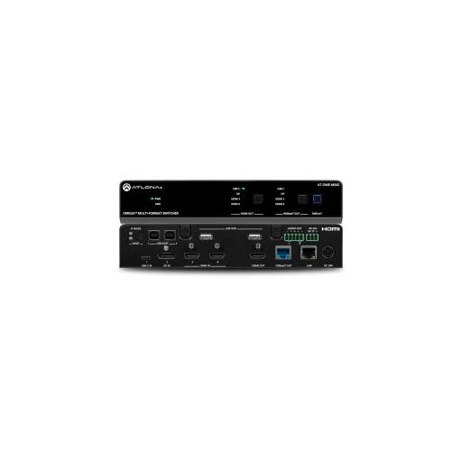 [ATLONA_AT-OME-MS42] ATLONA OMEGA Switch Matriz 4x2 de AV Multiformato con Entradas HDMI, USB-C y Display Port / Salidas HDMI y  HDBaseT / para Videoconferencia y Presentaciones