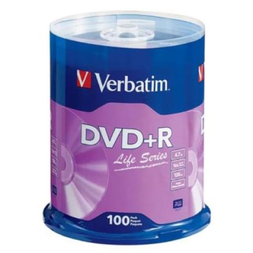[VERBATIM_97175] Verbatim DVD+R Verbatim Life Series 16X 4.7GB 100Pk Spindle