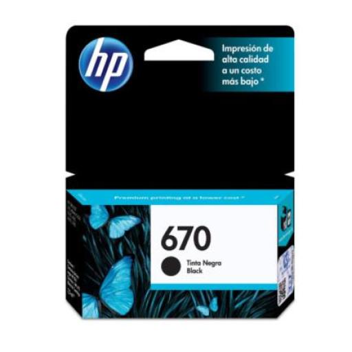 [HP_CZ113AL] Cartucho HP 670 Negro Original, 250 Páginas