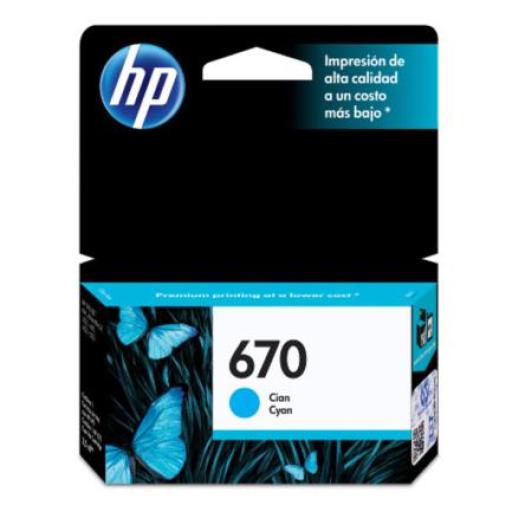 [HP_CZ114AL] Cartucho HP 670 Cyan Original, 300 Páginas