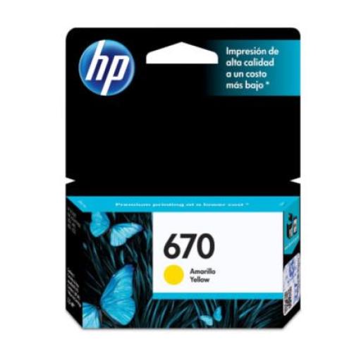 [HP_CZ116AL] Cartucho HP 670 Amarillo Original, 300 Páginas