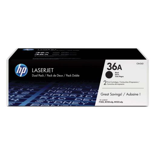 [HP_CB436AD] Tóner HP 36A Paquete Doble Negro Original, 2x 2000 Páginas