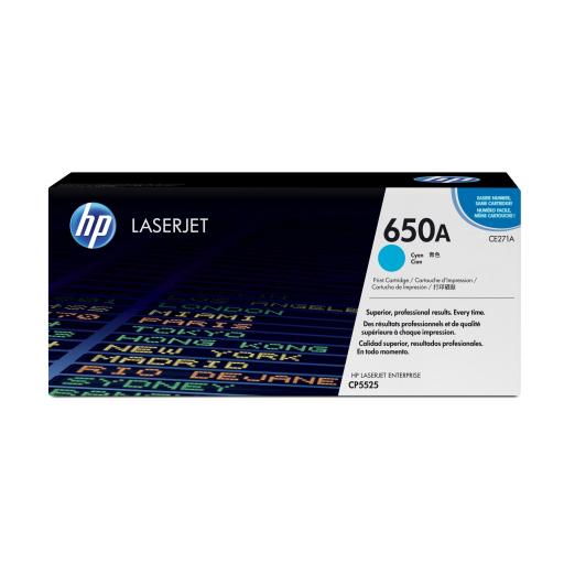 [HP_CE271A] Tóner HP 650A Cian Original, 15.000 Páginas