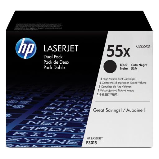 [HP_CE255XD] Tóner HP 55X Paquete Doble Negro Original, 2x 12.500 Páginas