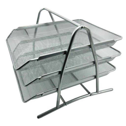 [NEXTEP_NE-162P] Nextep Charola Organizadora Nextep Malla Metálica de 3 Niveles Plata Tipo Oficio