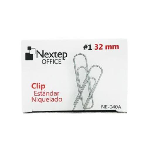 [NEXTEP_NE-040A] Nextep Clip Estándar Nextep Niquelado #1 32mm C/10 100 Clips c/u