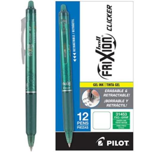 [PILOT_31453] Pilot Bolígrafo Pilot Frixion Clicker Borrable Retráctil Color Verde Caja C/12 Pzas