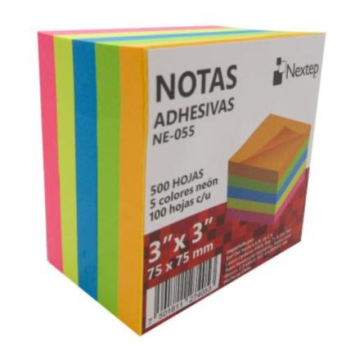 [NEXTEP_NE-055] Nextep Notas Adhesivas Nextep 3x3 Neón 5 Bloques 500 Hojas