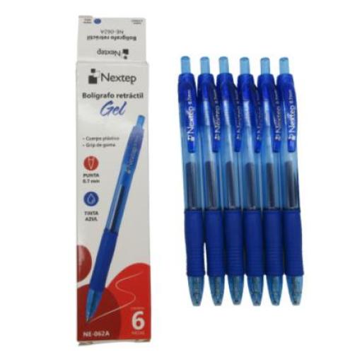 [NEXTEP_NE-062A] Nextep Bolígrafo Nextep Gel Retráctil Mediano 0.7mm Color Azul C/6