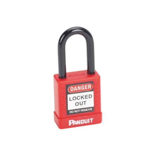 [PANDUIT_PSL-8] Panduit Candado de Bloqueo LOTO de Seguridad Dieléctrico, Con Llave Única, Diámetro de 6.5 mm, Color Rojo
