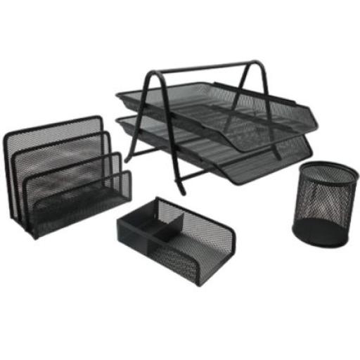 [NEXTEP_NE-163] Nextep Juego de Charola Organizadora Nextep Malla Metálica 2 Niveles Tipo Oficio y 3 Accesorios