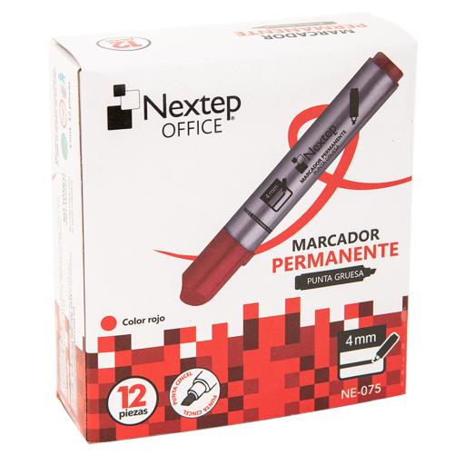 [NEXTEP_NE-075] Nextep Marcador Permanente Nextep Punta Gruesa Cincel 4mm Rojo c/12 Pzas