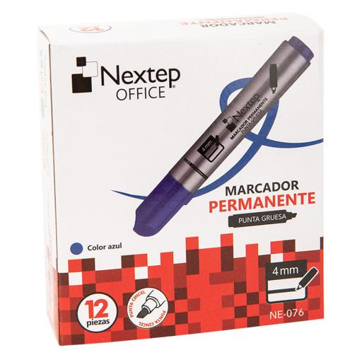 [NEXTEP_NE-076] Nextep Marcador Permanente Nextep Punta Gruesa Cincel 4mm Azul c/12 Pzas