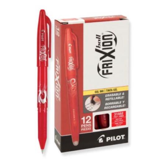 [PILOT_072838315526] Pilot Bolígrafo Pilot Frixion Ball Gel Borrable Color Rojo C/12 Pzas