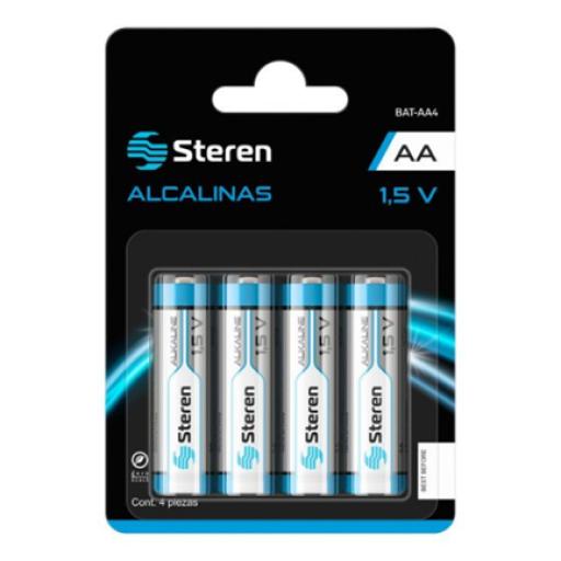 [STEREN_BAT-AA4] Steren Pilas Steren Alcalinas Tipo AA 1.5V C/4 Pzas